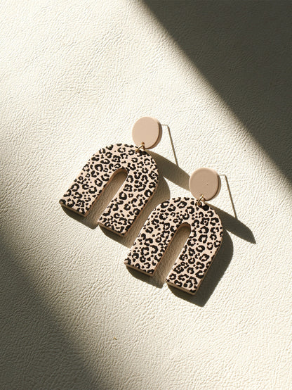 Leopard Print Geometric Drop Earrings