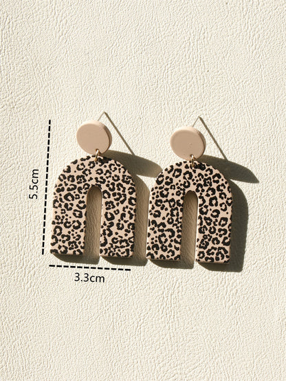 Leopard Print Geometric Drop Earrings