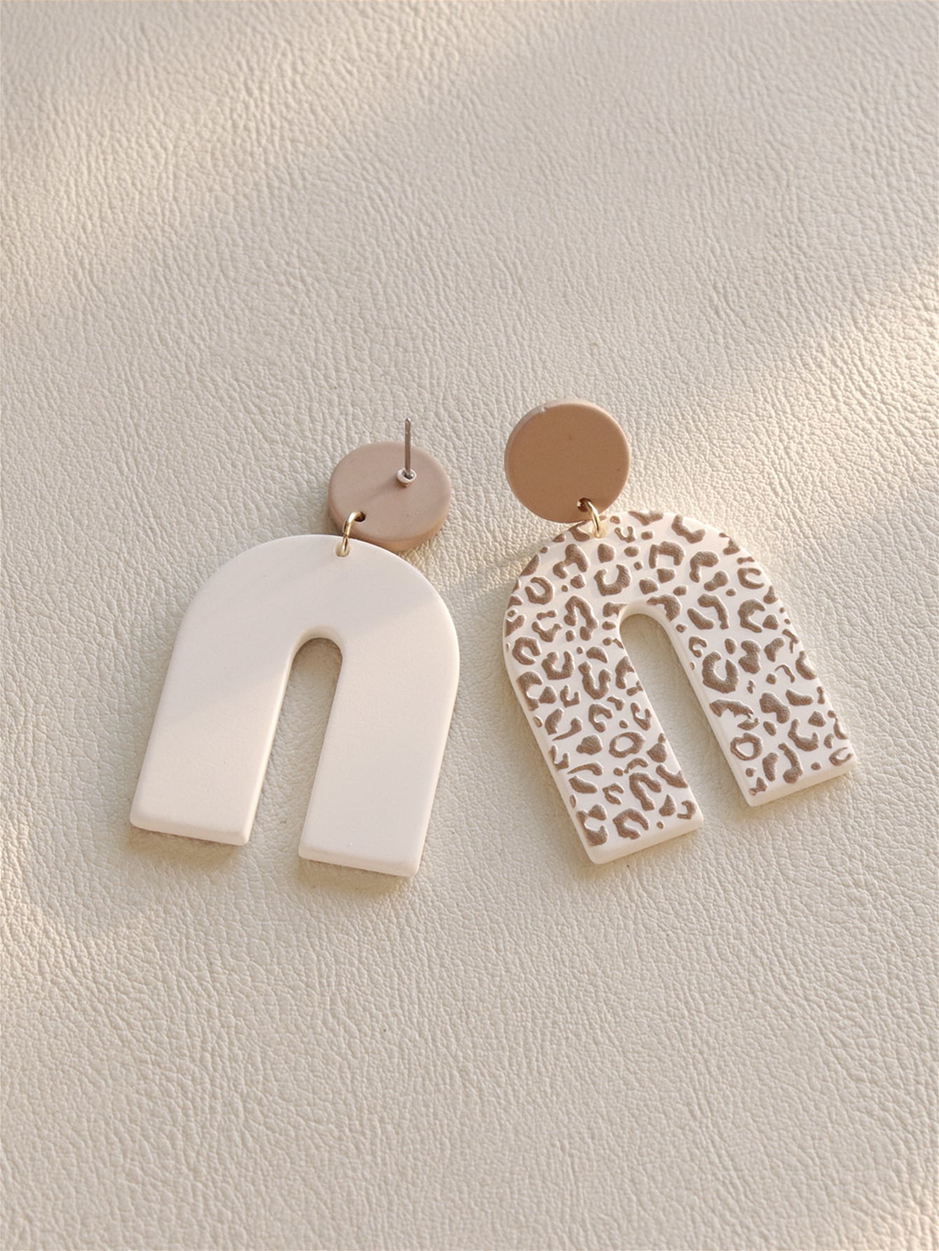 Leopard Print Geometric Drop Earrings