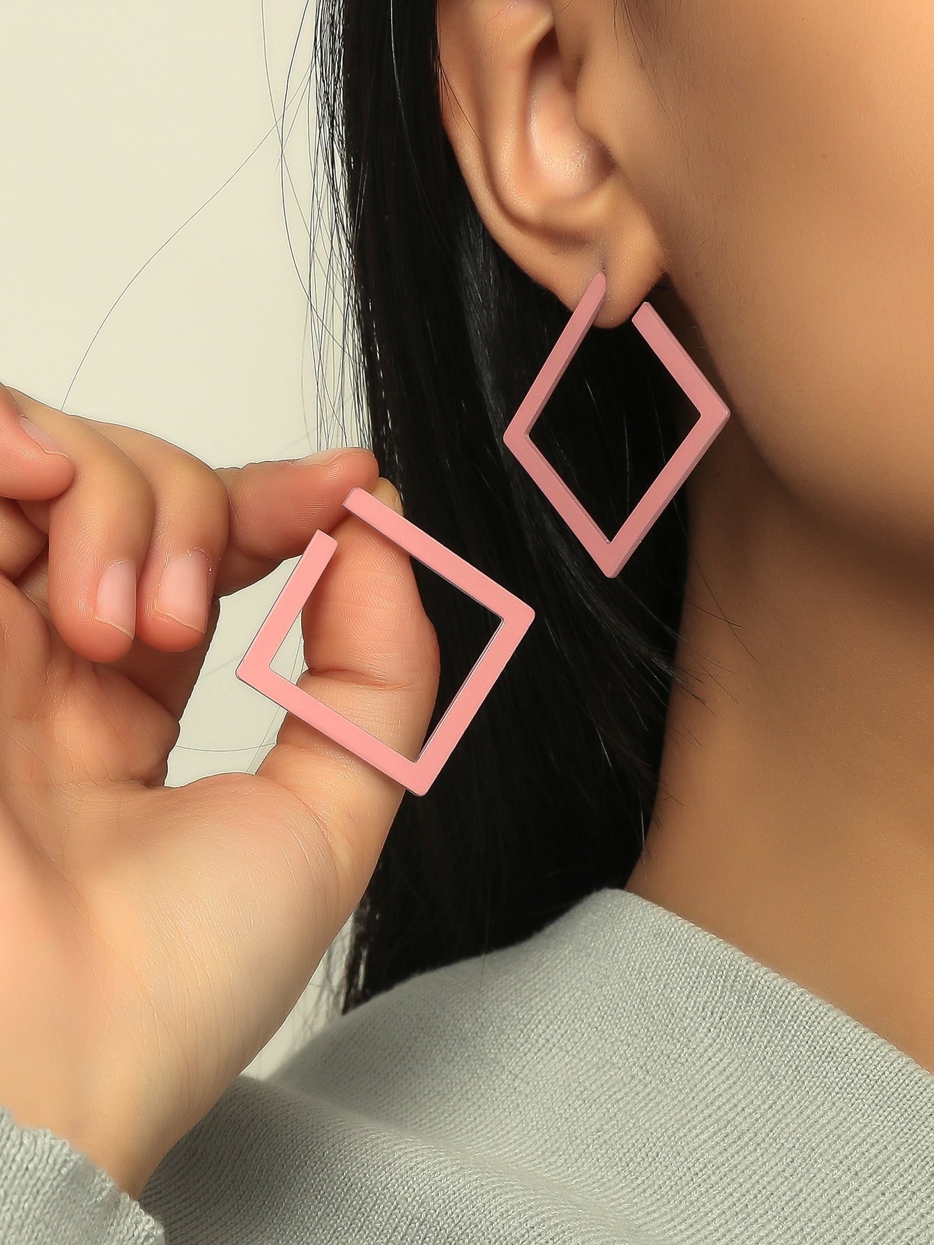 Metal Square Hoop Earrings