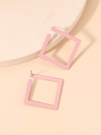 Metal Square Hoop Earrings