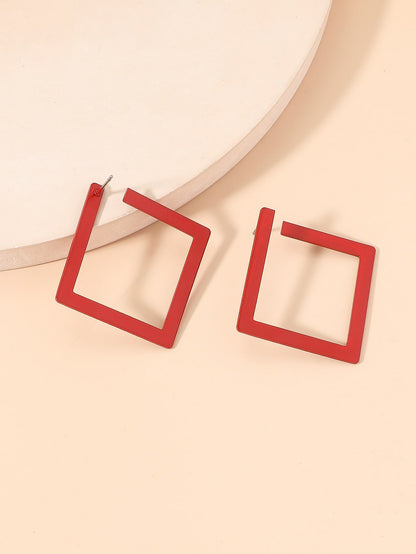 Metal Square Hoop Earrings