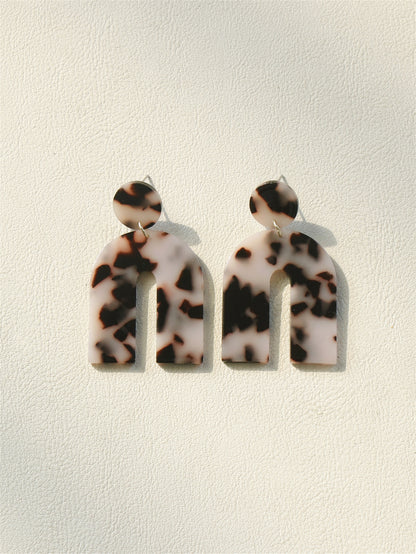 Leopard Print Geometric Drop Earrings