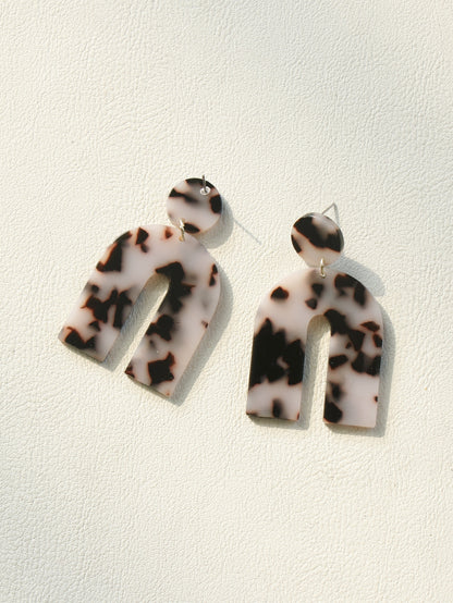 Leopard Print Geometric Drop Earrings