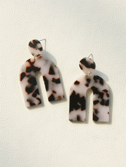 Leopard Print Geometric Drop Earrings