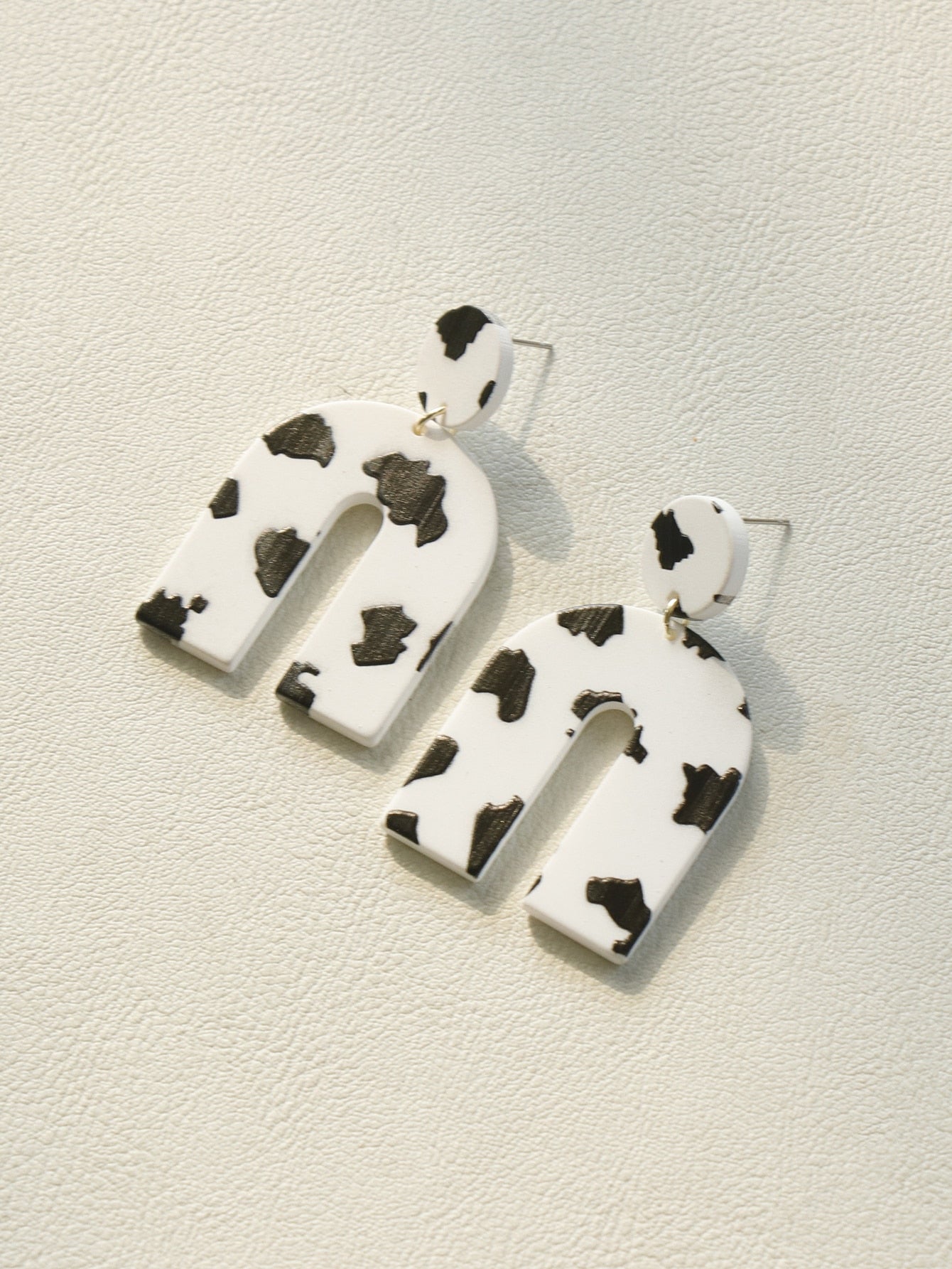 Leopard Print Geometric Drop Earrings