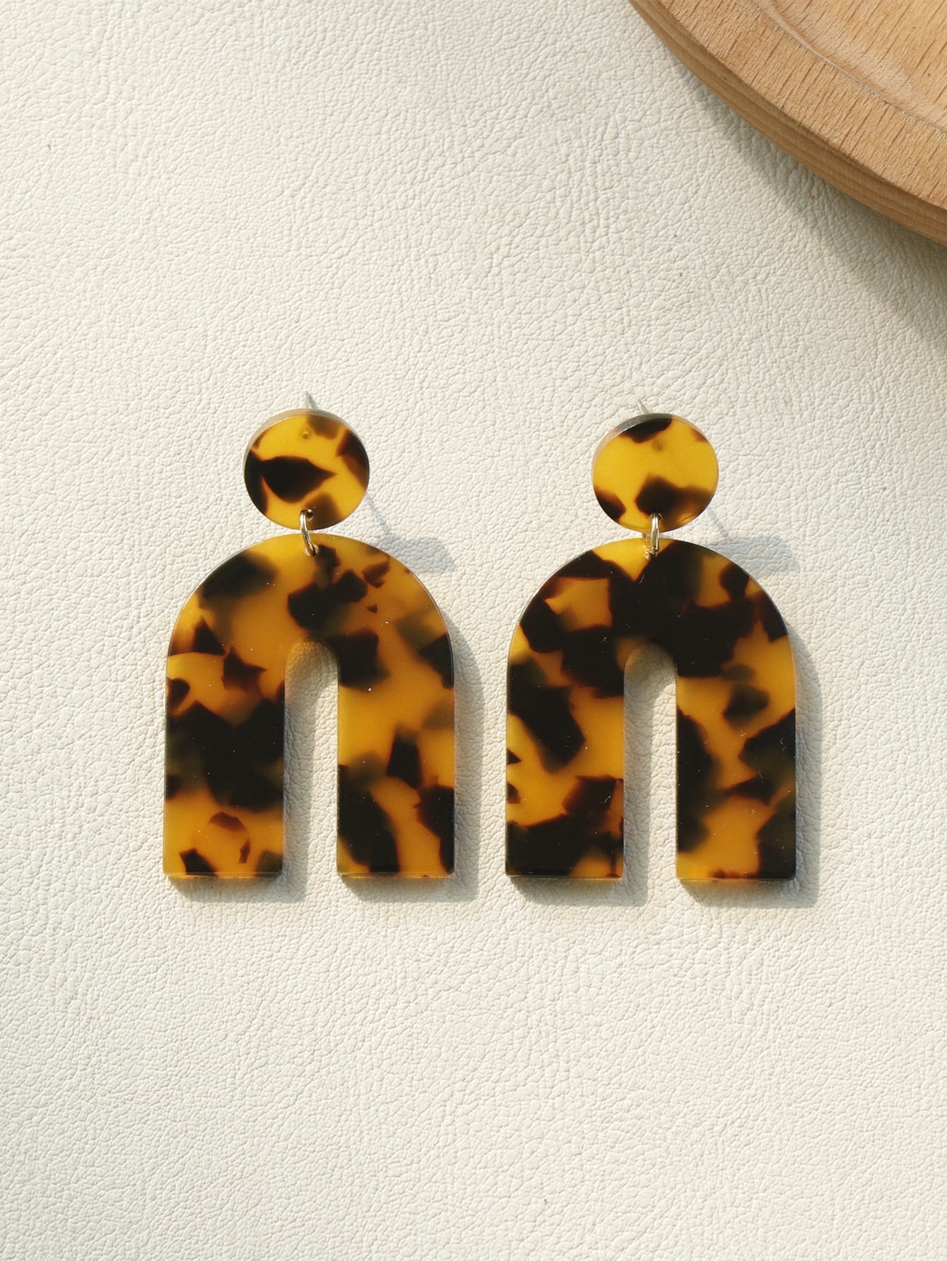 Leopard Print Geometric Drop Earrings