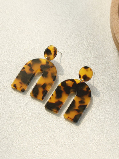 Leopard Print Geometric Drop Earrings