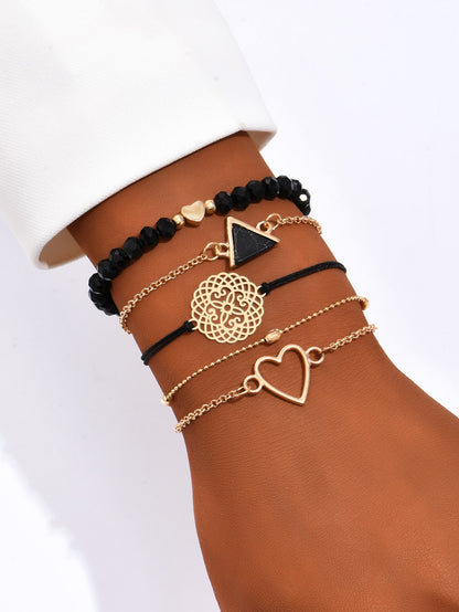 5pcs Heart & Triangle Decor Bracelet