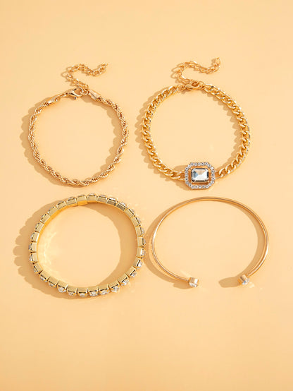 4pcs Rhinestone Decor Bracelet