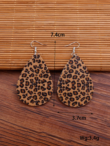 Leopard Print Water Drop Earrings