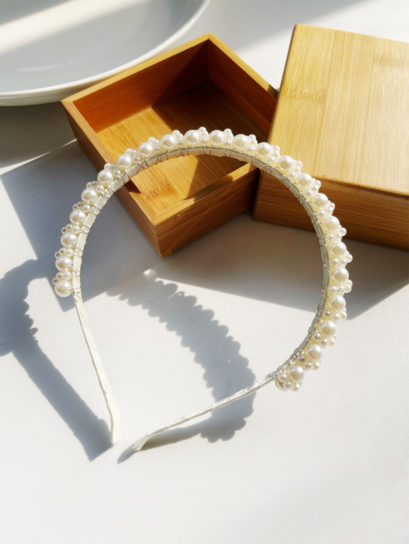 1pc Faux Pearl Decor Headband