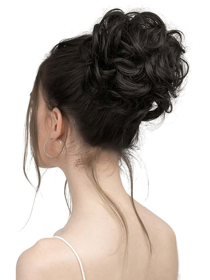 6 "Messy Bun Hair Curls Synthetic Wavy Bun Ponytail