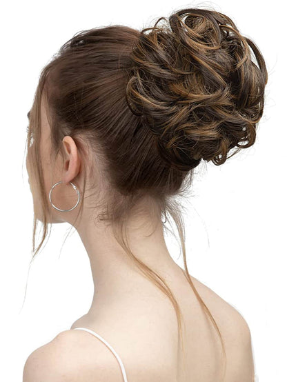 6 "Messy Bun Hair Curls Synthetic Wavy Bun Ponytail