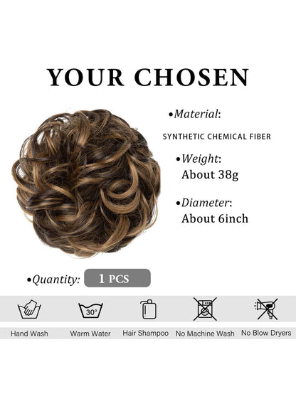 6 "Messy Bun Hair Curls Synthetic Wavy Bun Ponytail