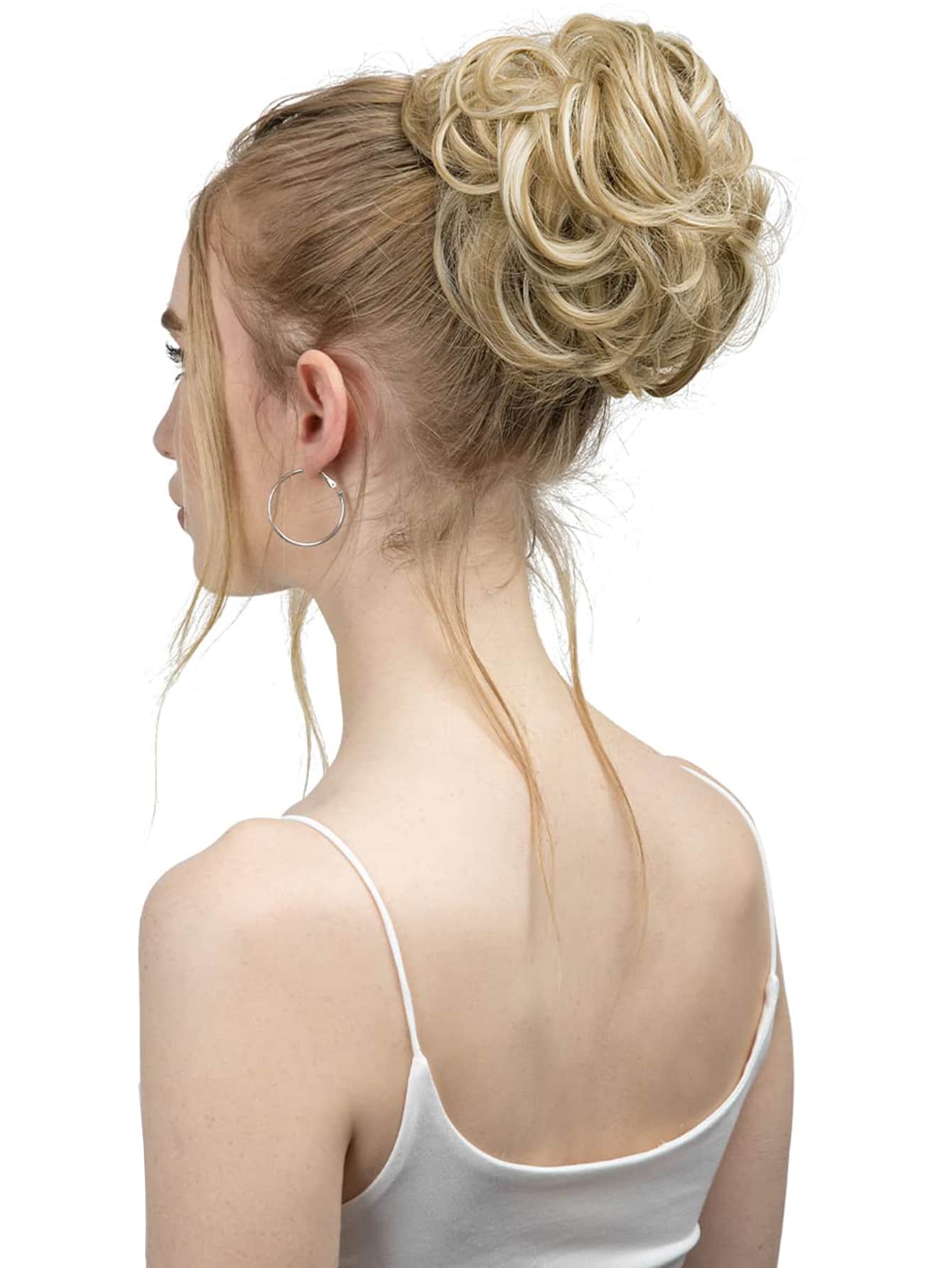 6 "Messy Bun Hair Curls Synthetic Wavy Bun Ponytail