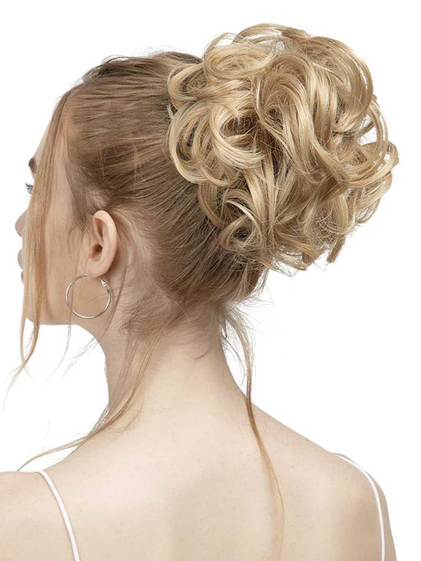 6 "Messy Bun Hair Curls Synthetic Wavy Bun Ponytail