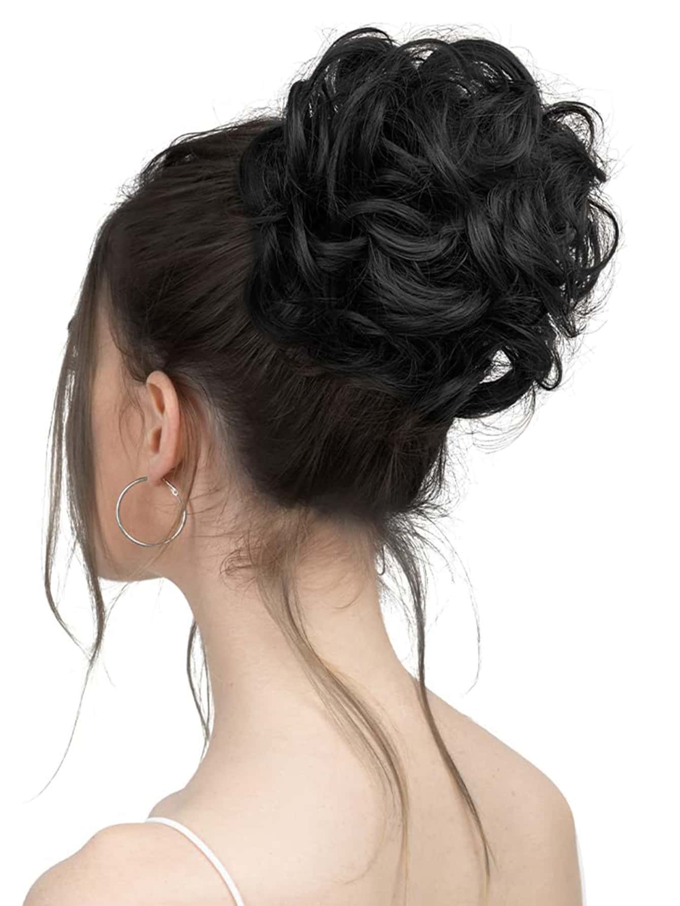 6 "Messy Bun Hair Curls Synthetic Wavy Bun Ponytail