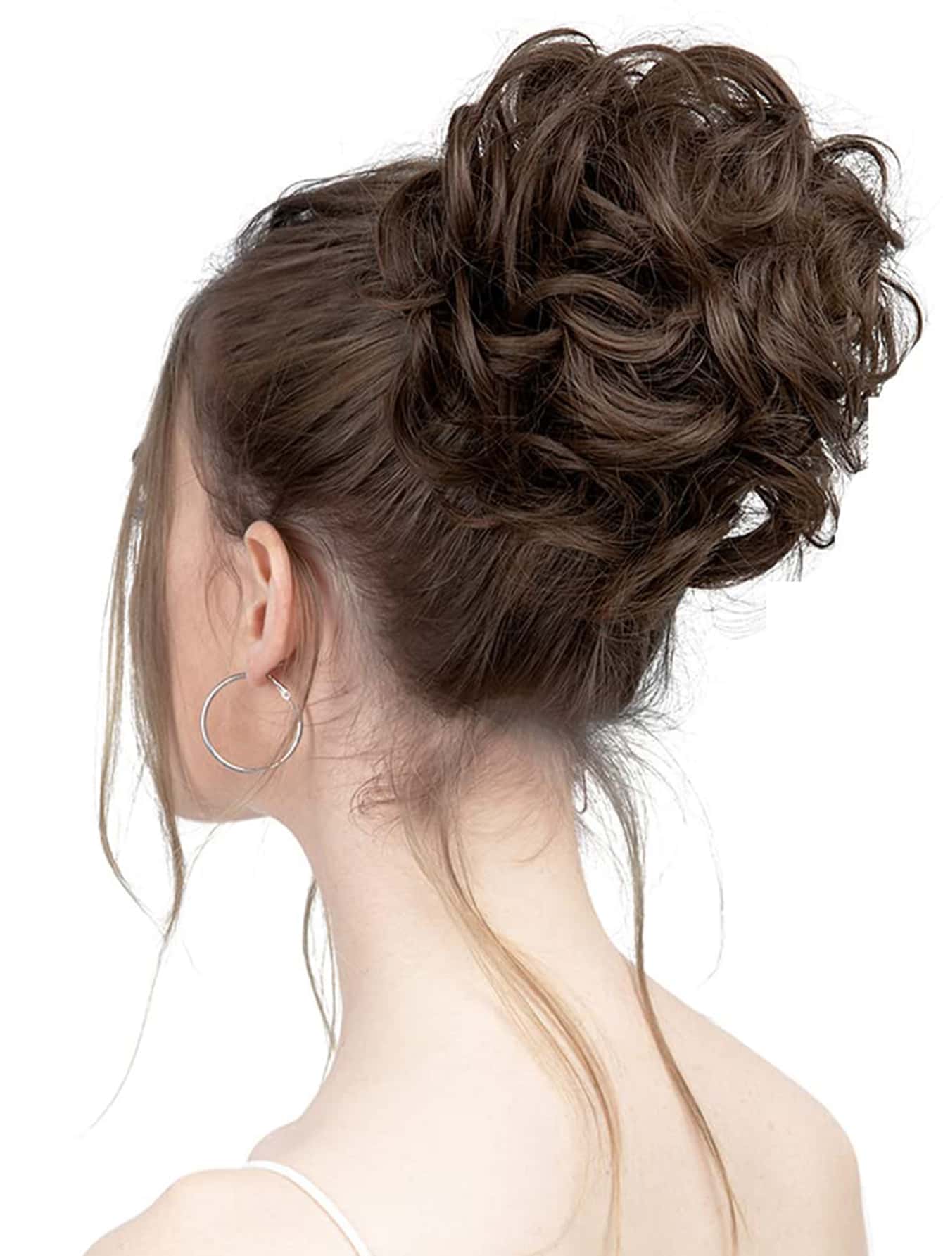 6 "Messy Bun Hair Curls Synthetic Wavy Bun Ponytail