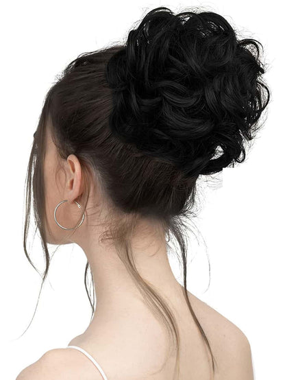 6 "Messy Bun Hair Curls Synthetic Wavy Bun Ponytail