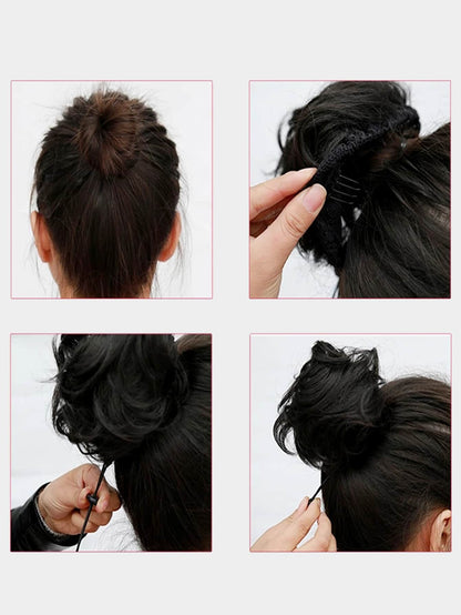 Short Straight Synthetic Hair Bun With Elastic Drawstring