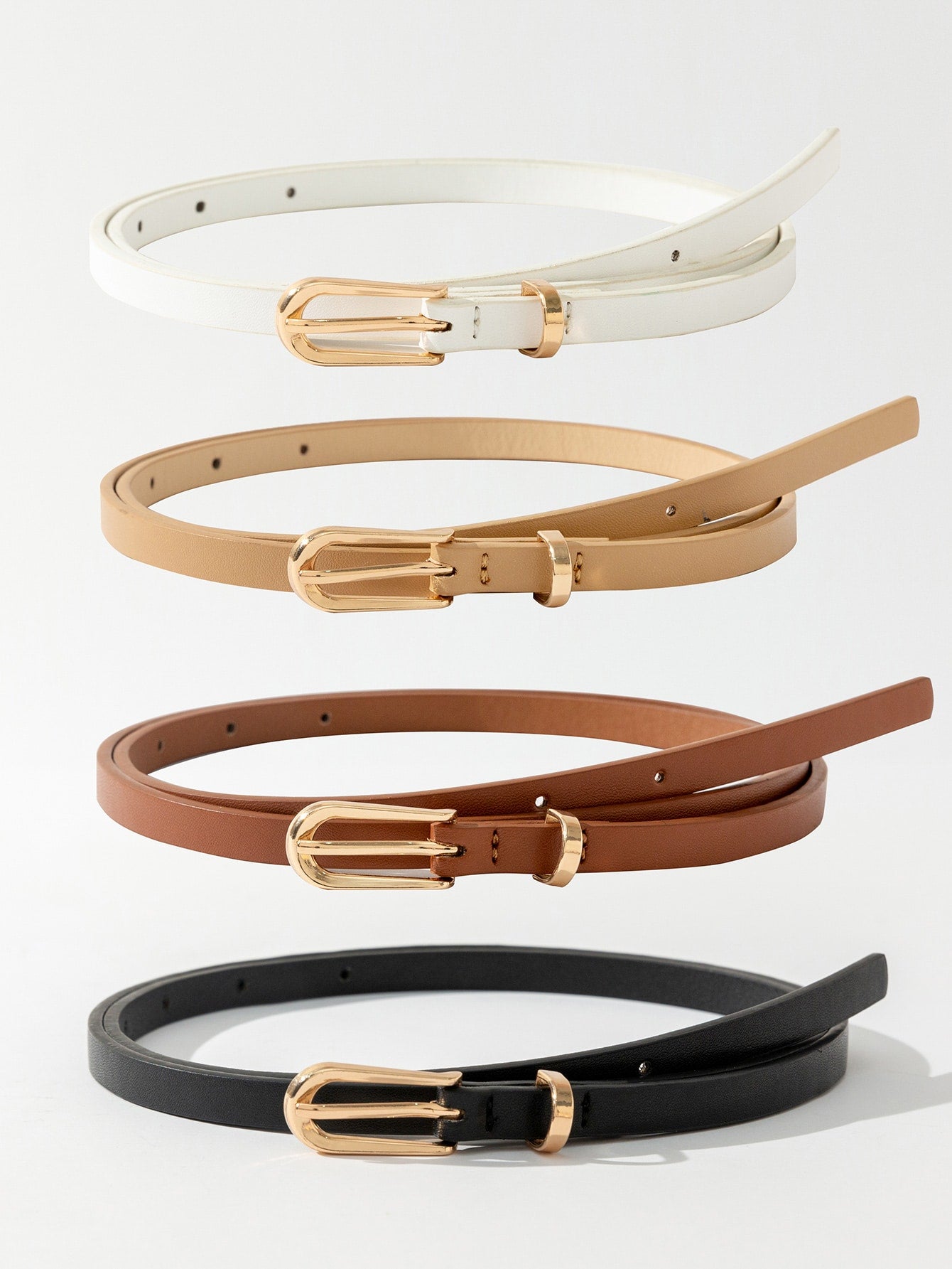 4pcs Thin Metal Minimalism Buckle Belt(Without Hole Punch)