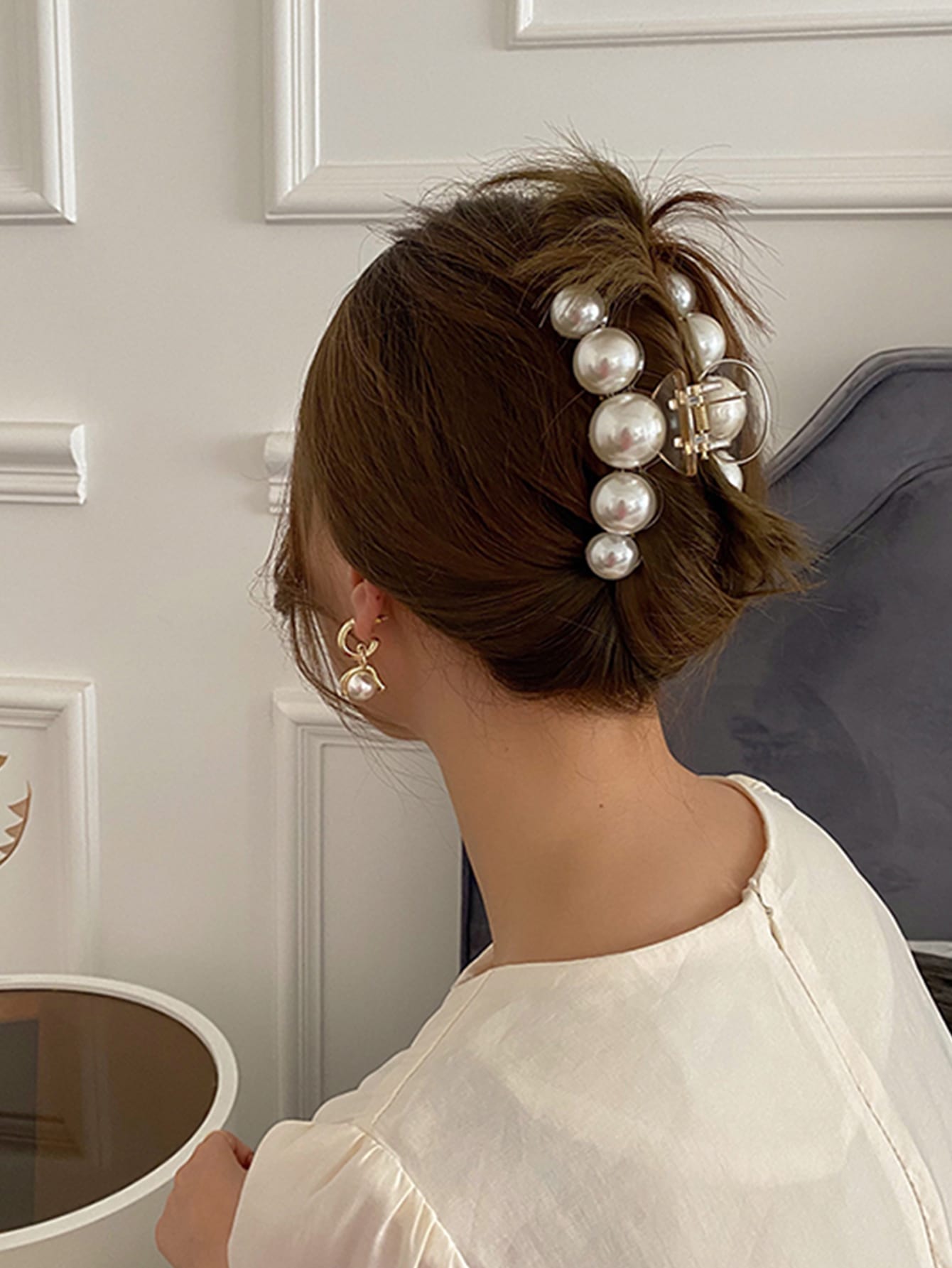 Faux Pearl Decor Fashion Hair Claw for Thick Hair