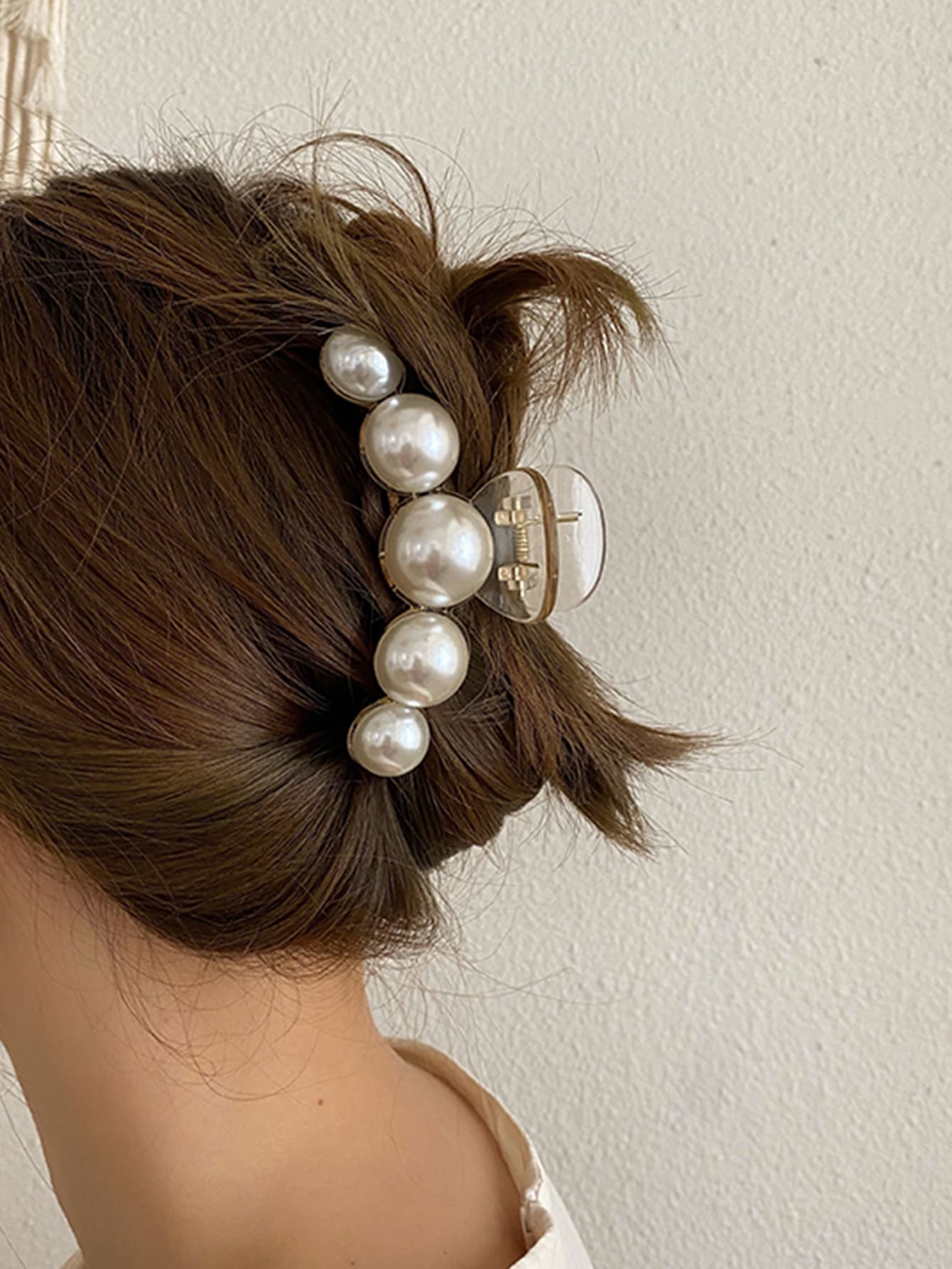 Faux Pearl Decor Fashion Hair Claw for Thick Hair