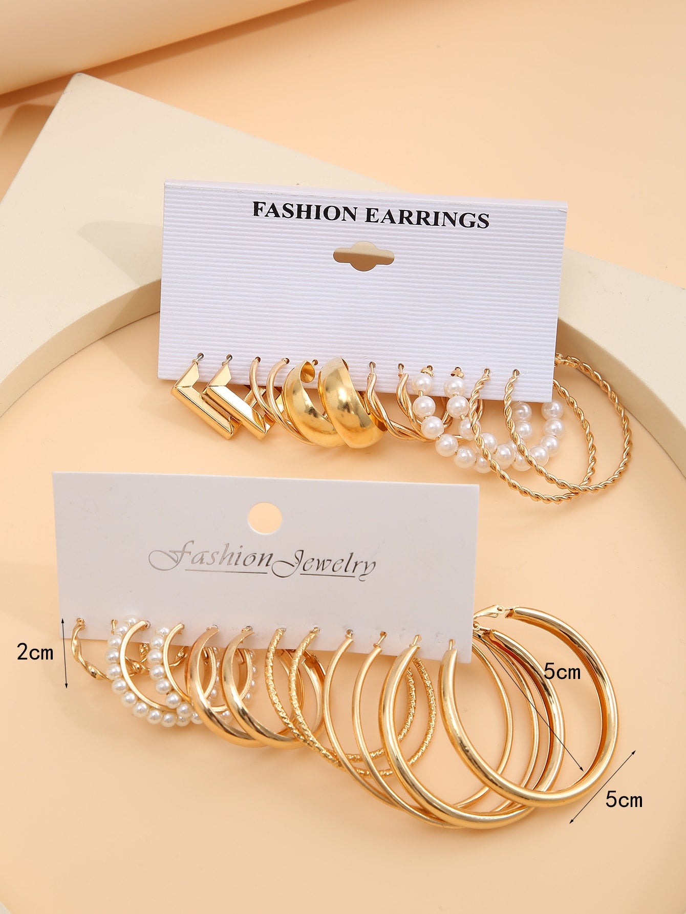 12pairs Faux Pearl Decor Twist Design Hoop Earrings