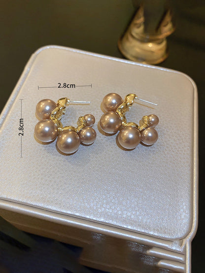 Faux Pearl Decor Hoop Earrings