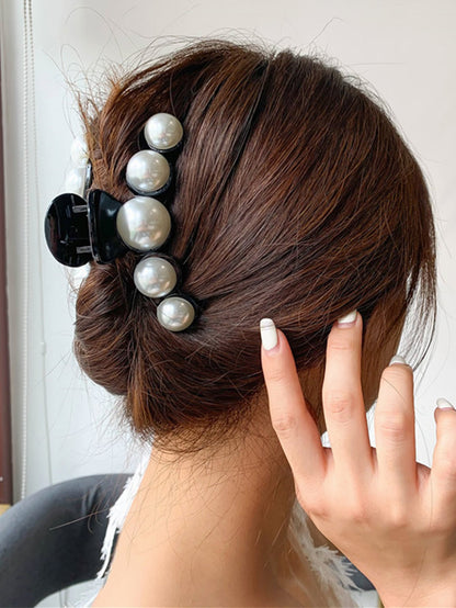 Faux Pearl Decor Fashion Hair Claw for Thick Hair