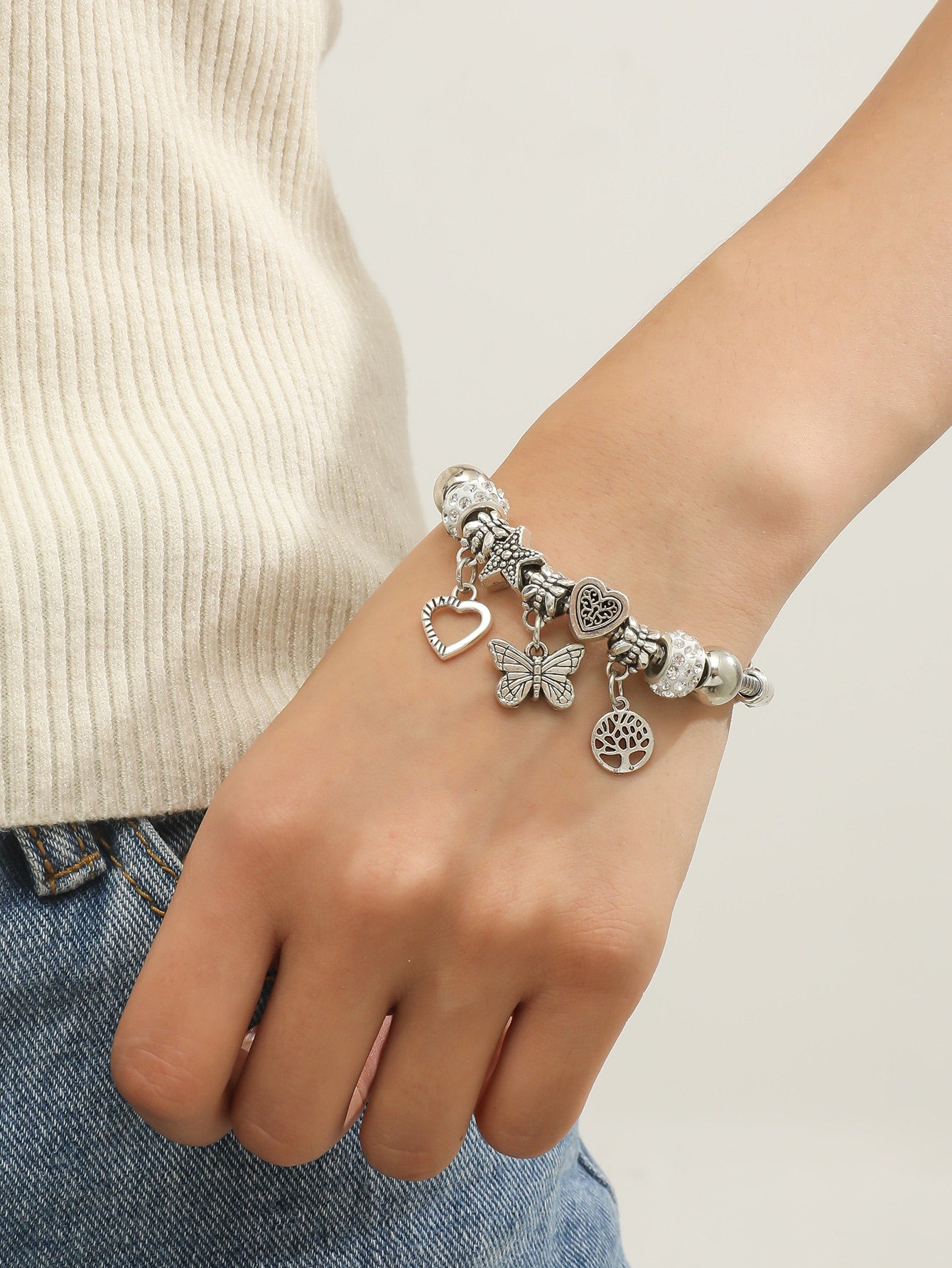 Heart & Butterfly Charm Bracelet