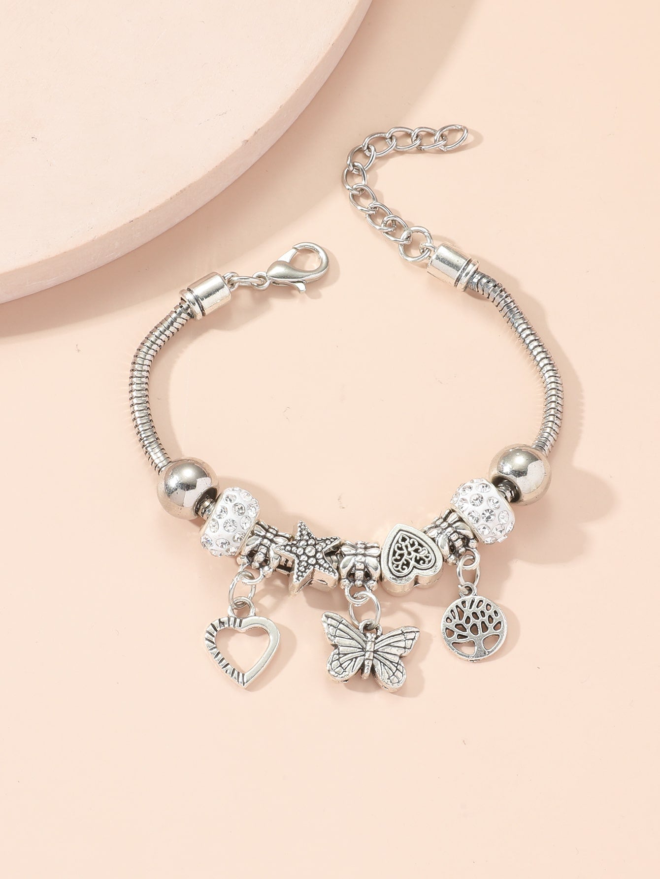 Heart & Butterfly Charm Bracelet