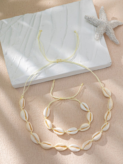 Shell Decor Necklace Bracelet