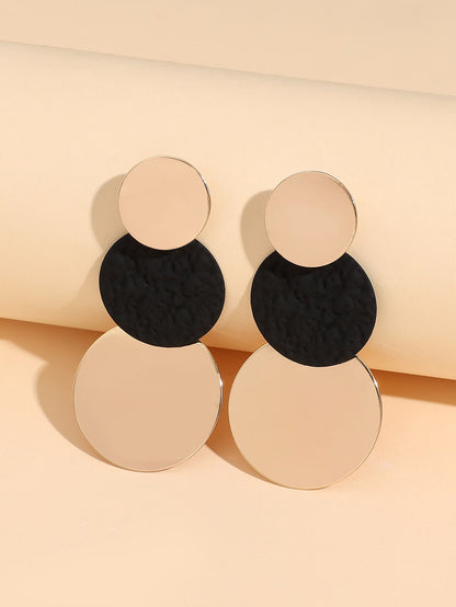 Textured Metal Round Drop Earrings