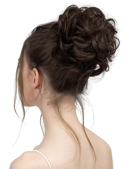 6 "Messy Bun Hair Curls Synthetic Wavy Bun Ponytail