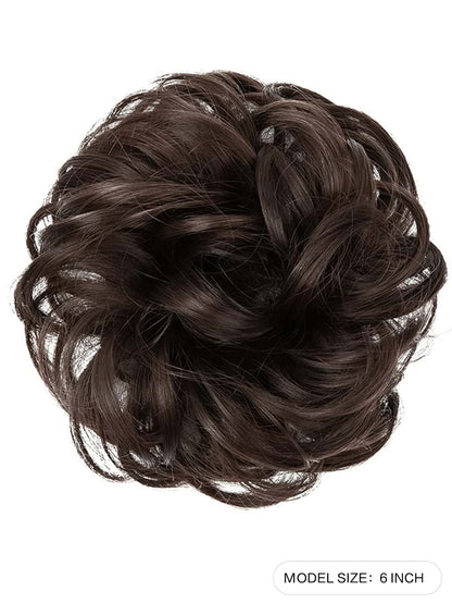 6 "Messy Bun Hair Curls Synthetic Wavy Bun Ponytail