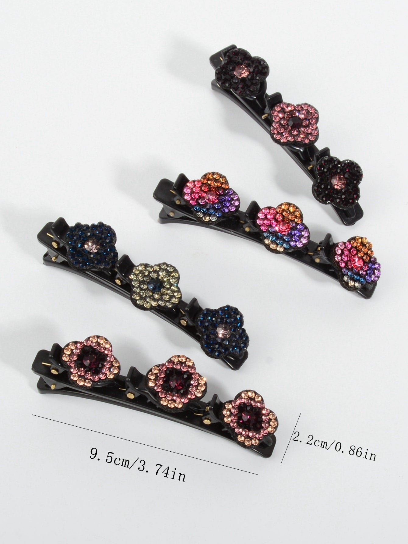 4pcs Rhinestone Flower Decor Hair Clip Can Do Multiple Shapes