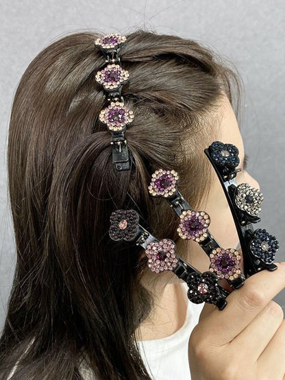 4pcs Rhinestone Flower Decor Hair Clip Can Do Multiple Shapes