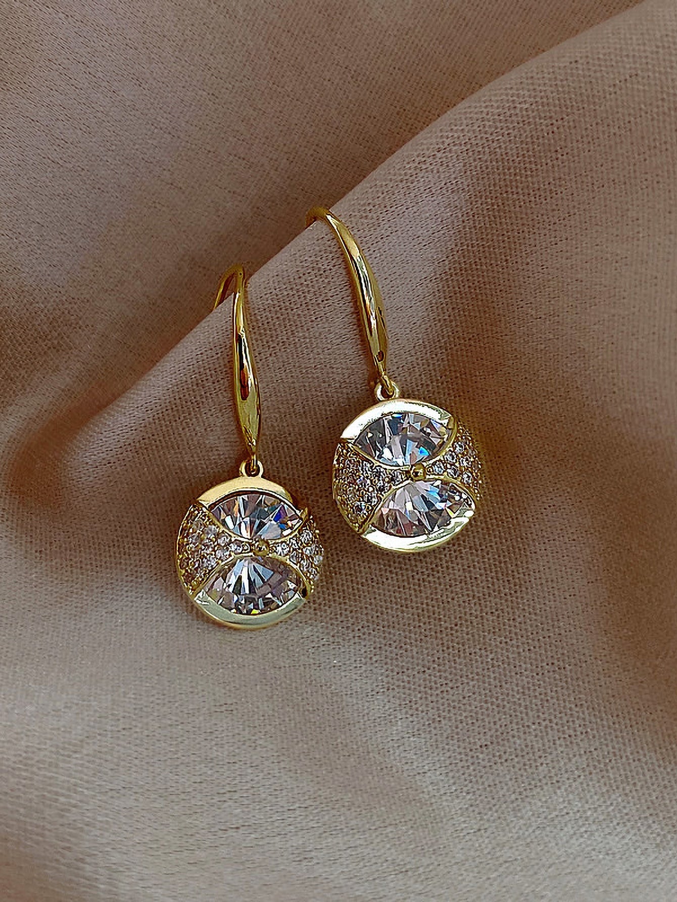 Rhinestone Round Drop Earrings