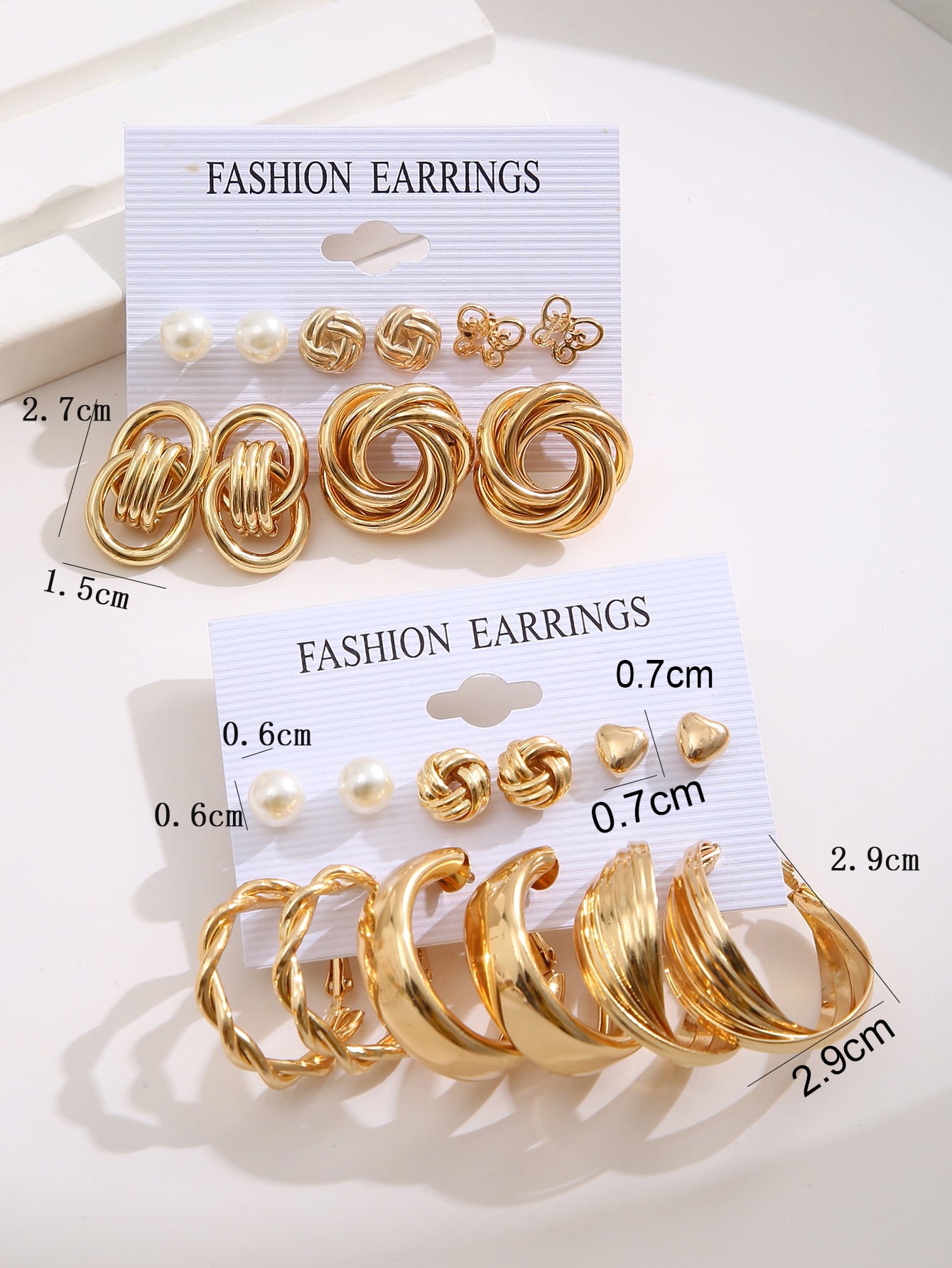 36pcs set Fashion Zinc Alloy Faux Pearl Decor Twisted Hoop Earrings