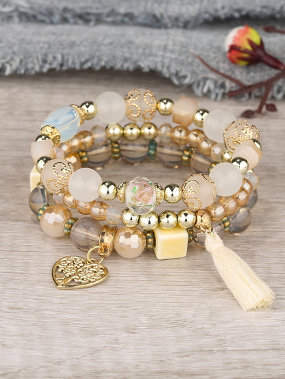 4pcs Tassel Charm Beaded Bracelet