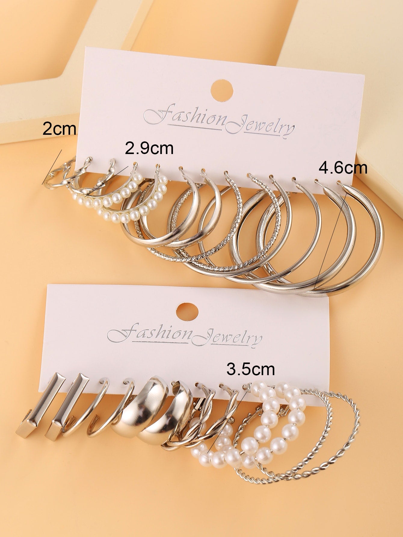 12pairs Faux Pearl Decor Twist Design Hoop Earrings