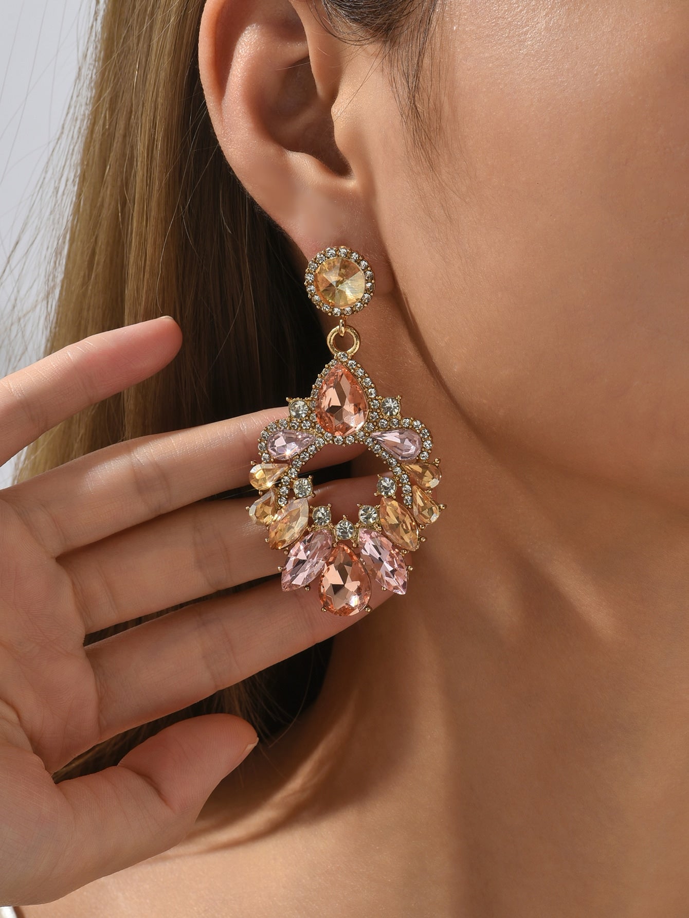 Rhinestone Decor Drop Earrings