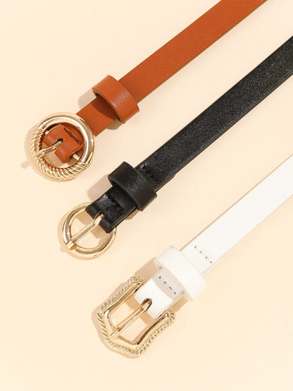 3pcs Metal Buckle Belt