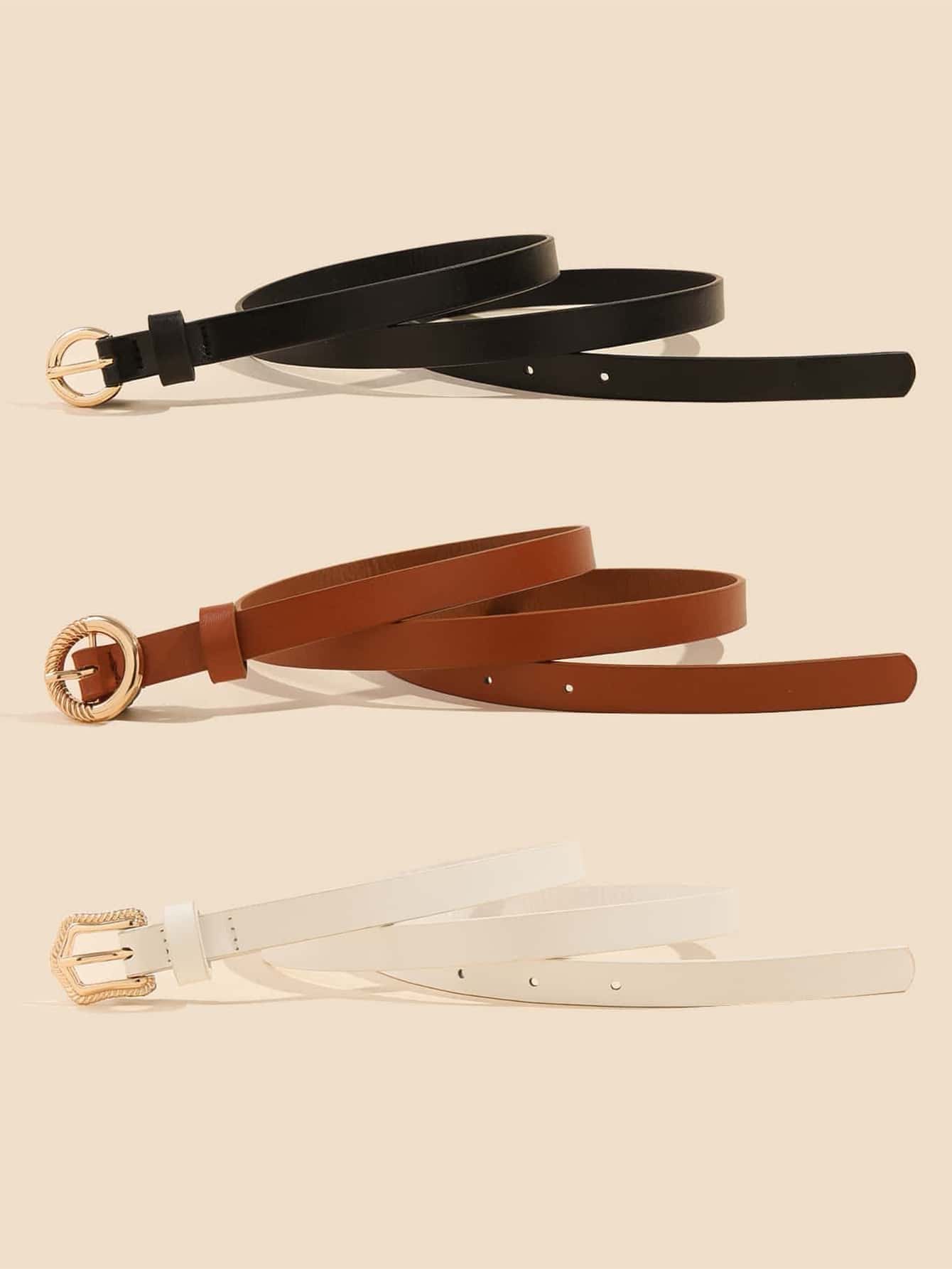 3pcs Metal Buckle Belt