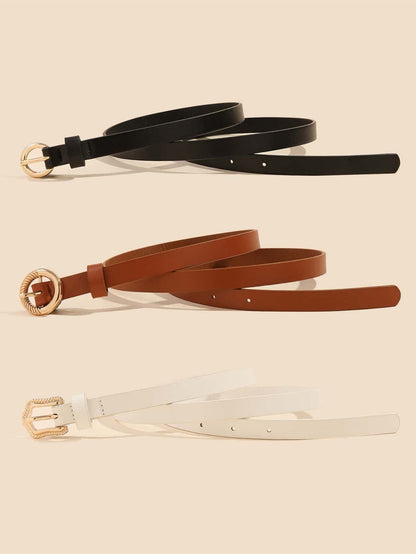 3pcs Metal Buckle Belt