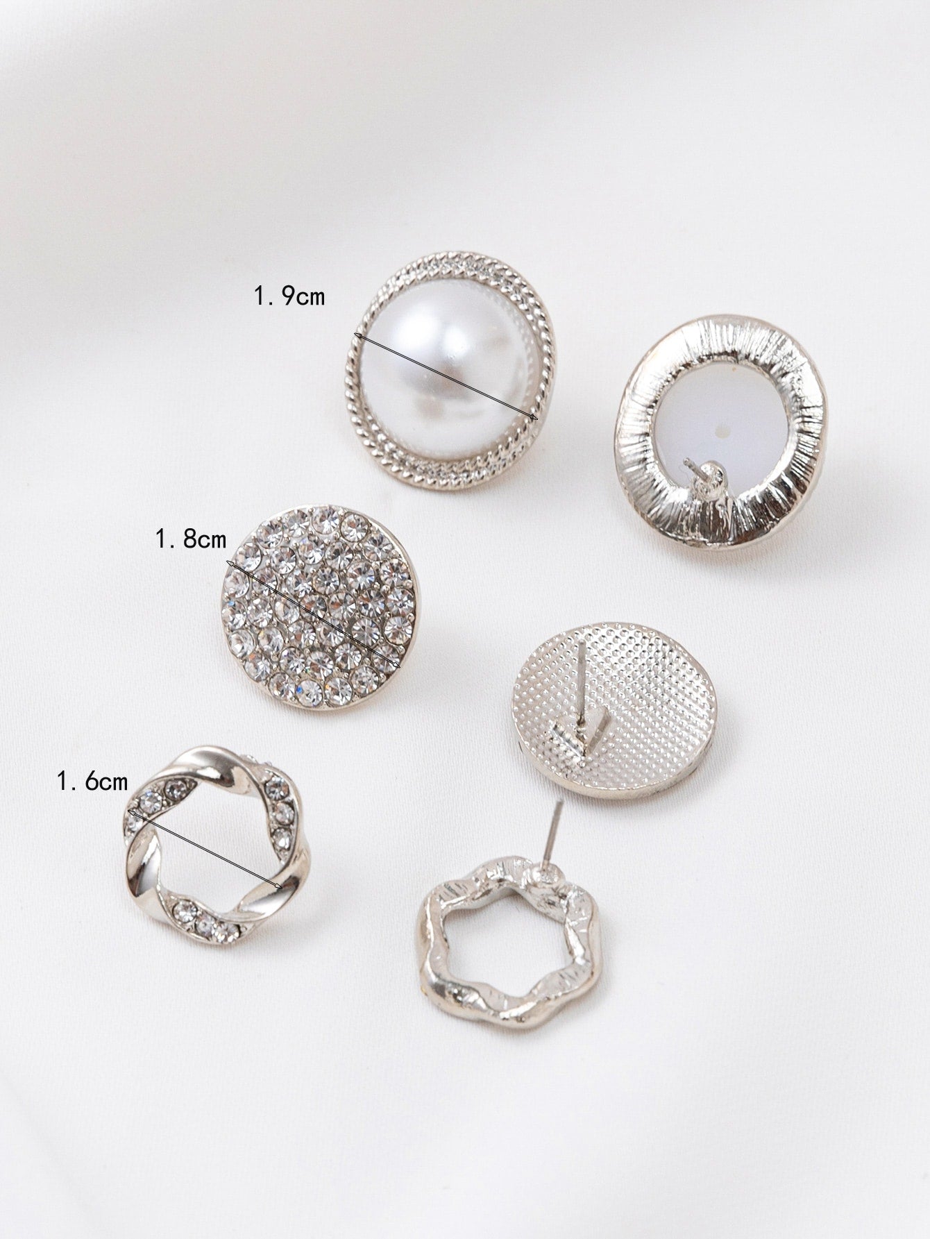 3pairs Pearl Decor Stud Earrings