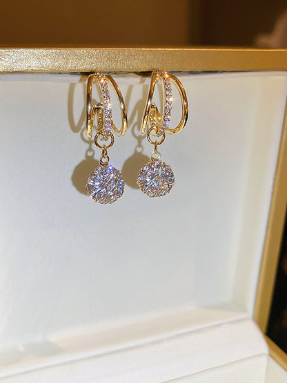 Cubic Zirconia Round Drop Earrings