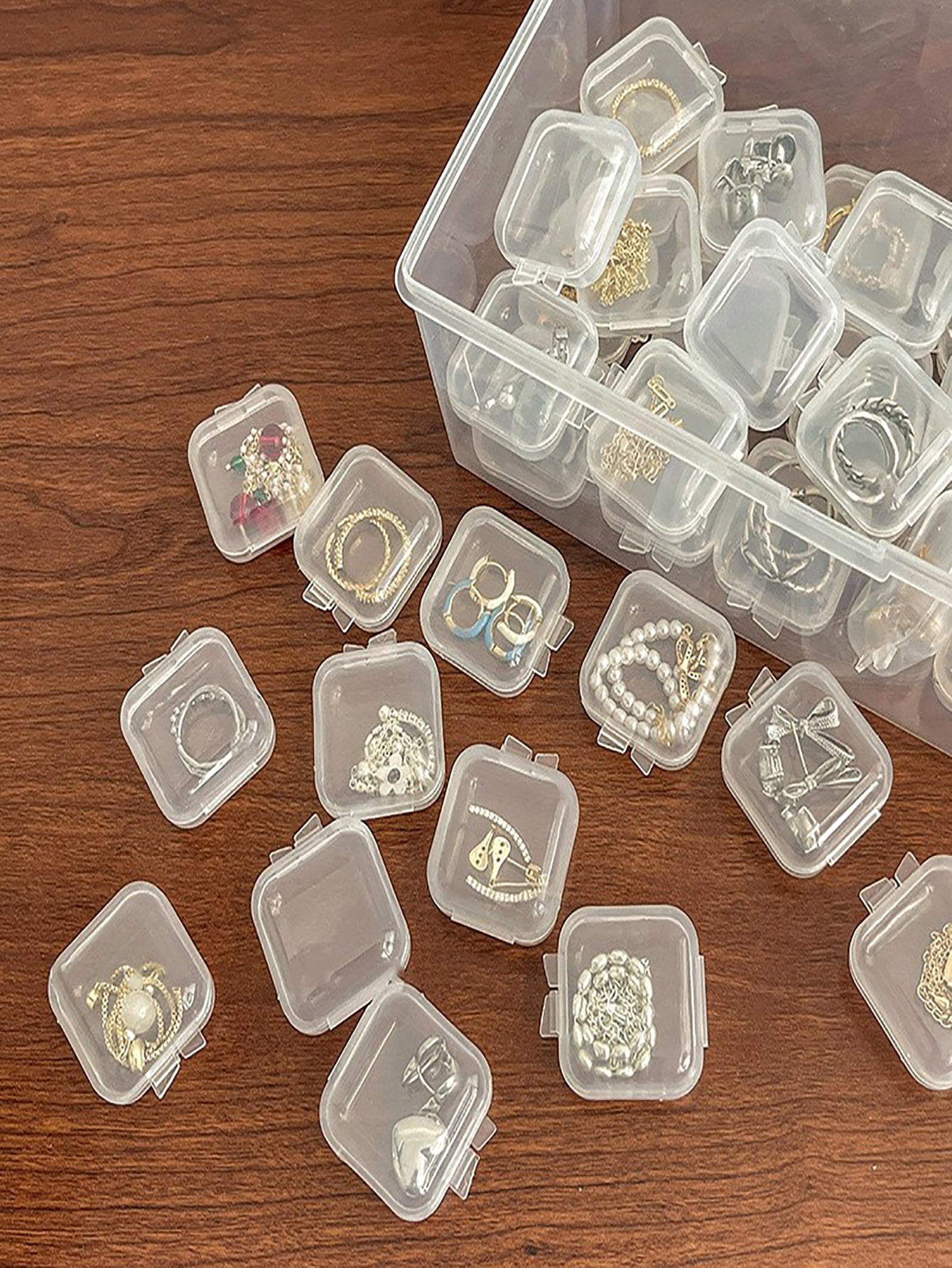 30pcs Clear Jewelry Storage Box Mini Clear Jewelry Storage Box Multifunctional Portable